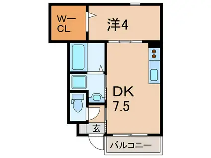 クレールベルヴィル立花C(1DK/1階)の間取り写真