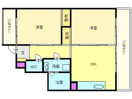 メゾン・ル・ヒール(2DK/3階)の間取り写真