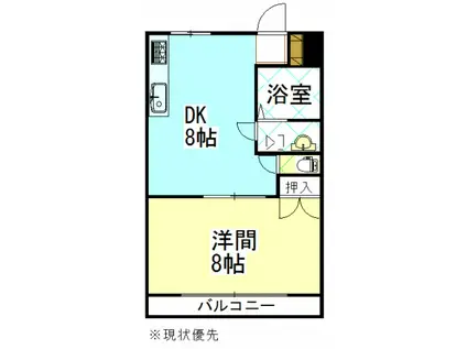 ピュアハイツ北方(1LDK/3階)の間取り写真