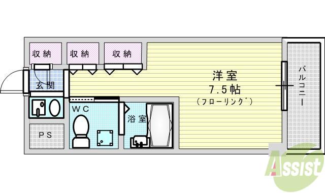 INOVE千里万博公園(ワンルーム/2階)の間取り写真