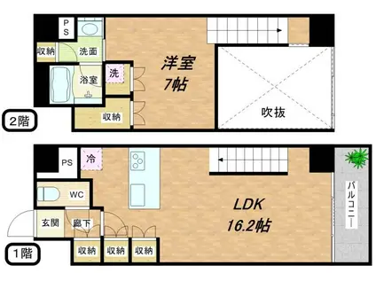 KDXレジデンス本町橋(1LDK/5階)の間取り写真