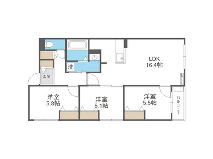 ZABO HILLS FUSHIMI(3LDK/1階)の間取り写真