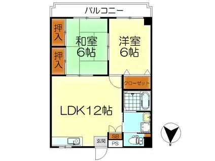 プリーマT(2LDK/3階)の間取り写真