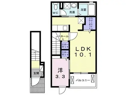 ハピネスIII A(1LDK/2階)の間取り写真