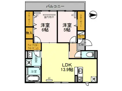 グランシャリオニッコー(2LDK/2階)の間取り写真