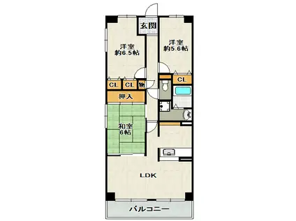 クレア―ル宝塚(3LDK/5階)の間取り写真