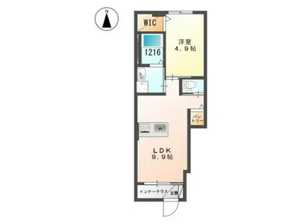 FLATSTELLAR隅の浜(1LDK/1階)の間取り写真