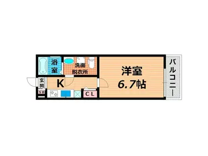 セレーノII(1K/1階)の間取り写真