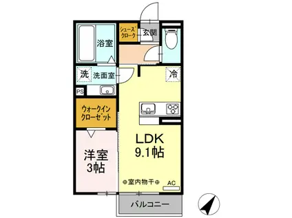 エイムII(1LDK/2階)の間取り写真
