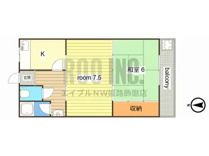 クレメアA棟(2K/2階)の間取り写真