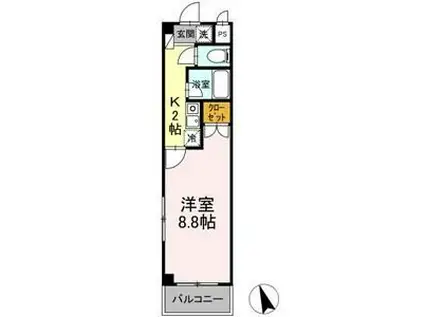 タイムD3(1K/3階)の間取り写真