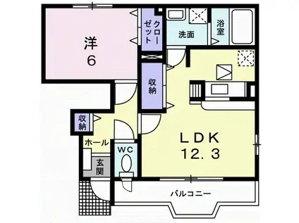 レジデンス幸手II(1LDK/1階)の間取り写真