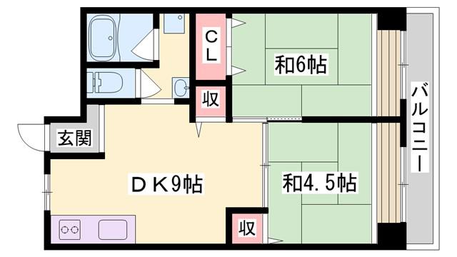 山上ビル(2DK/7階)の間取り写真