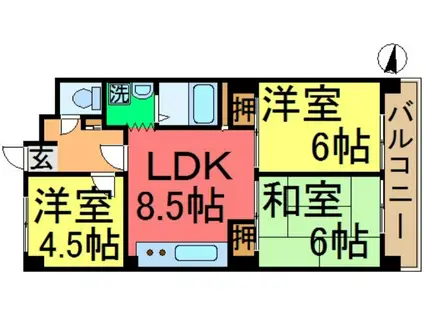 日商岩井新小岩マンション(3LDK/7階)の間取り写真