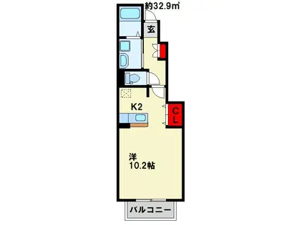 グラン・トリノ小倉 II(1K/1階)の間取り写真