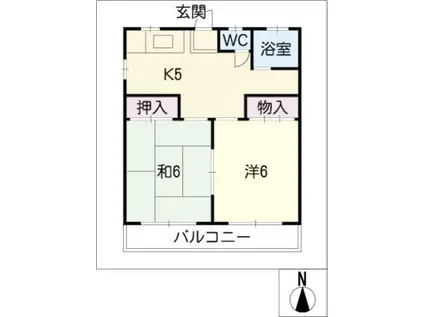シャンポールたなはし2号館(2K/1階)の間取り写真