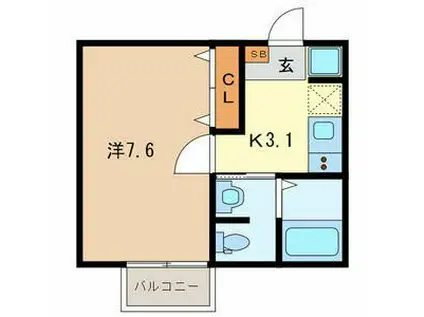 キャメル川越旭町II(1K/1階)の間取り写真