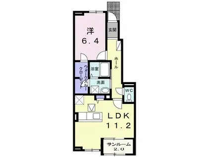 ル.シエルII(1LDK/1階)の間取り写真