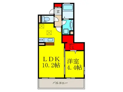 ルリエ江坂(1LDK/2階)の間取り写真