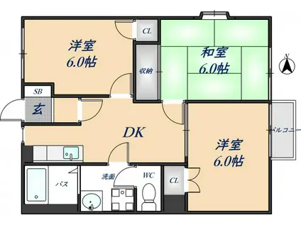 メゾンドみゆき(3DK/2階)の間取り写真