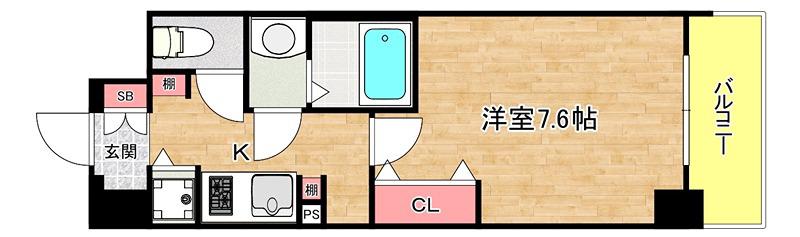 ミラージュパレス大阪ドームPROSPER(1K/4階)の間取り写真