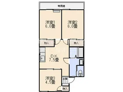 メリートークIII(3DK/1階)の間取り写真