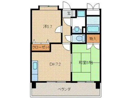クレイントータス(2DK/6階)の間取り写真