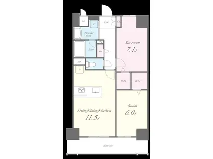 グラン クレイエル 両国(1SLDK/4階)の間取り写真