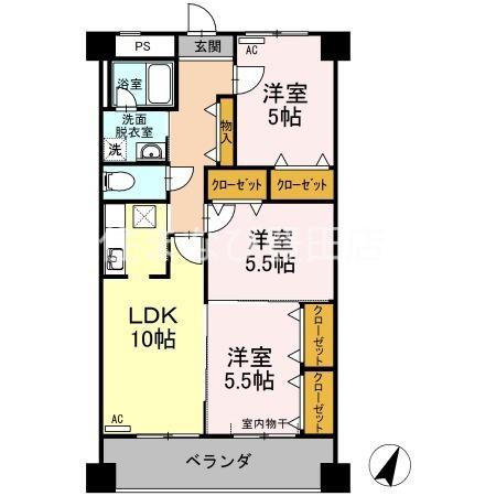 イースト ONE(3LDK/2階)の間取り写真