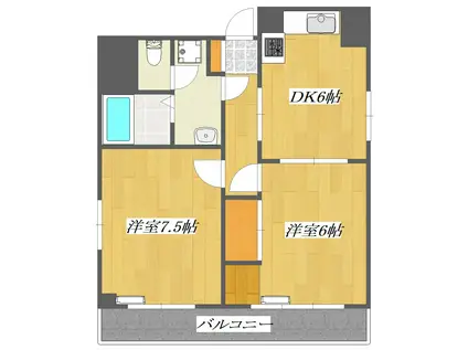 コーポプラスパーIII(2DK/4階)の間取り写真