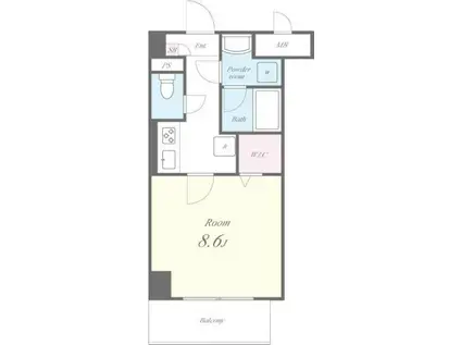 プラシード青山(1K/2階)の間取り写真