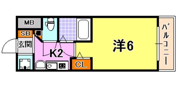 エステムコート神戸三宮山手センティール(1K/9階)の間取り写真