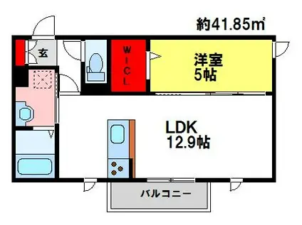 ルミナスわかば(1LDK/2階)の間取り写真
