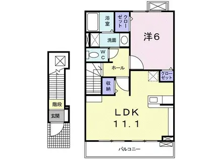 プリムローズ稙田C(1LDK/2階)の間取り写真