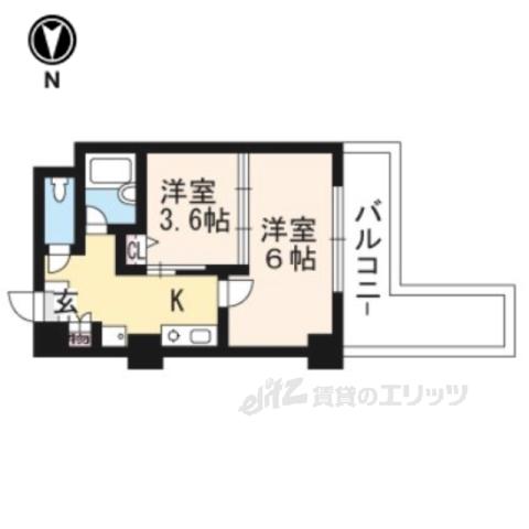 DELEAD金閣寺道(2K/5階)の間取り写真