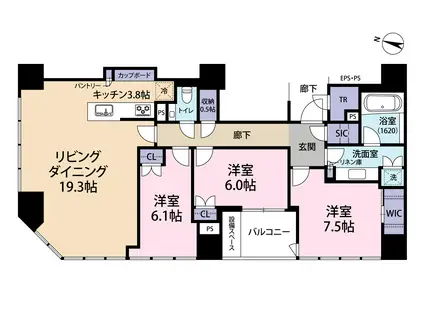 ブリリア一番町(3LDK/17階)の間取り写真