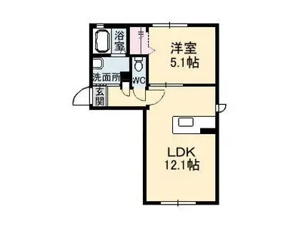 アブニールT(1LDK/1階)の間取り写真