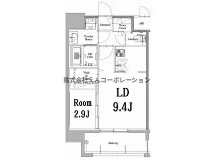 エンクレスト天神LARK(1LDK/6階)の間取り写真