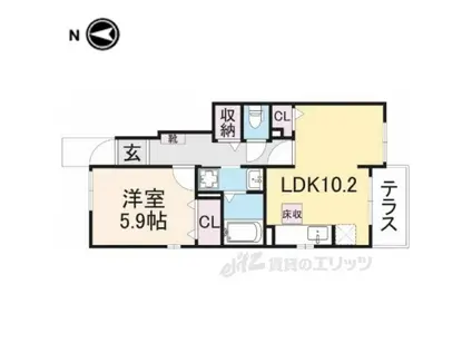 ジュネス2(1LDK/1階)の間取り写真