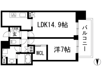 ジオタワー宝塚グランレジスTHE サウス(1LDK/8階)の間取り写真