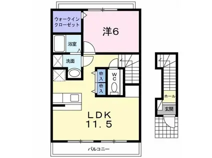 カーサ プリメラ(1LDK/2階)の間取り写真