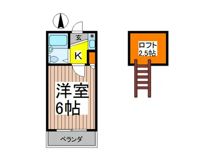 ピュア西川口(1K/2階)の間取り写真