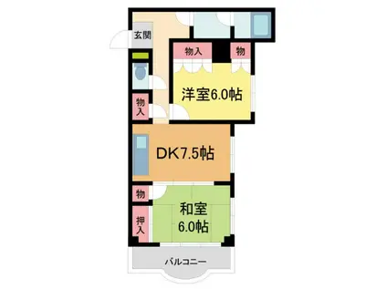 メゾン・ド・ノン(2DK/2階)の間取り写真