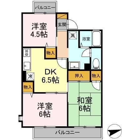 グランディール(3DK/2階)の間取り写真