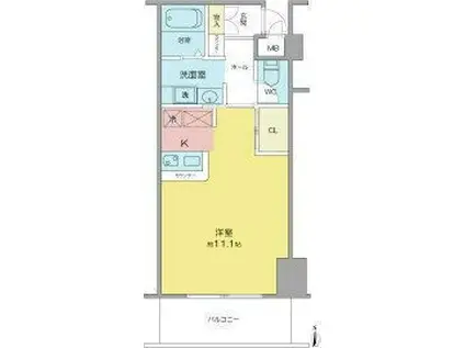 鶴舞ガーデンコート(ワンルーム/1階)の間取り写真