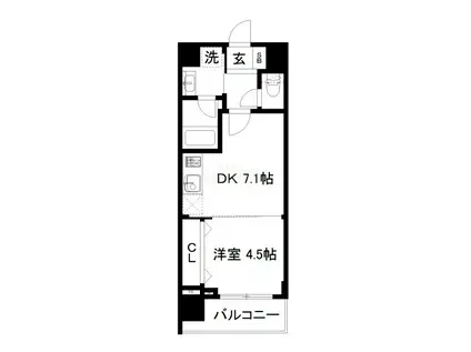 ベラジオ京都七条ウエスト(1DK/5階)の間取り写真