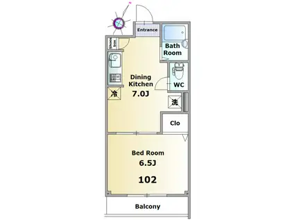 ラ・メールイサミ(1DK/1階)の間取り写真