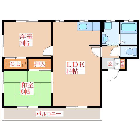 ランデックス21 A棟(2LDK/3階)の間取り写真