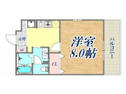 ヴァンテアン・カルモ(1K/1階)の間取り写真