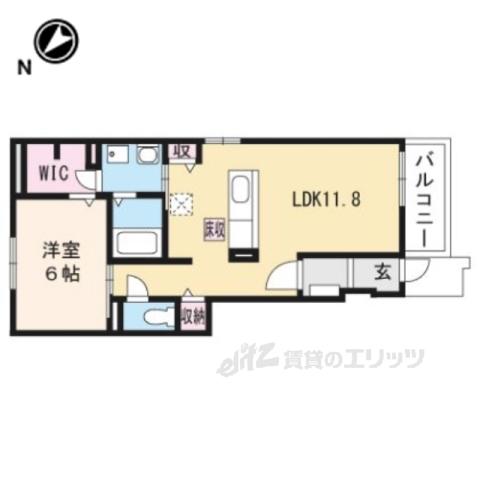 パラシオⅡ(1LDK/1階)の間取り写真
